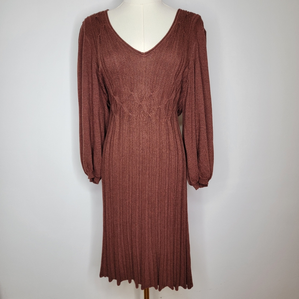 Max Studio Long Sleeve Dress in Brown